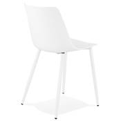 Chaise design moderne 'SILDE' blanche avec 4 pieds en métal blanc