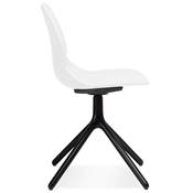 Chaise design de style moderne 'KOOL' blanche avec 4 pieds en métal noir