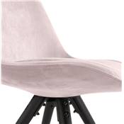 Chaise vintage 'BLACK FIRENZA' en velours rose et 4 pieds en bois noir