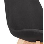 Chaise design scandinave 'MILANO' en tissu noir avec 4 pieds en bois naturel