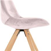 Chaise scandinave style vintage 'FIRENZA' en velours rose et pieds en bois naturel