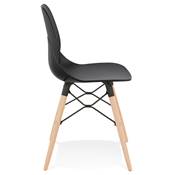 Chaise scandinave 'NORSK WOOD' noire 4 pieds bois couleur naturelle et croisillon en métal noir