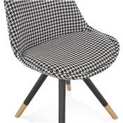 Chaise design style vintage 'MODENA' tissu pied de poule 4 pieds en bois noir et métal brossé doré