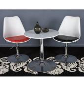 Chaise design réglable 'Tulipe' pivotante blanche et rouge pied métal chromé