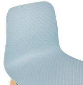 Chaise scandinave design 'Parkwood' bleue avec 4 pieds en bois naturel
