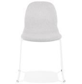 Chaise design empilable 'Teknik White' en tissu gris clair pieds tréteaux en métal blanc