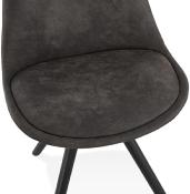 Chaise design 'Black Firenza' en microfibre grise avec 4 pieds en bois noir