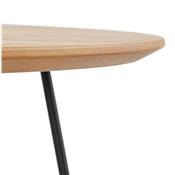 Table basse style industriel ronde 'Cooper' plateau en bois 4 pieds en métal noir - Ø 80 cm