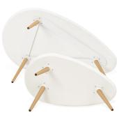 Tables basses scandinaves gigognes ovales 'Sisko' plateau bois blanc 3 pieds en bois - 116 x 66 cm