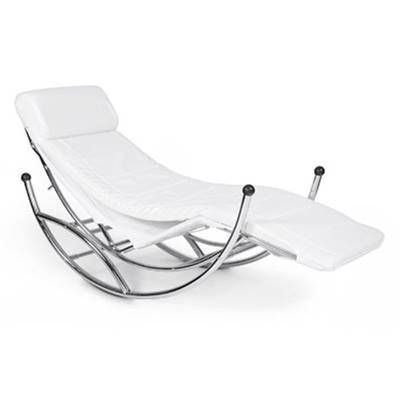 Fauteuil design de relaxation 'Zen' blanc structure en métal chromé