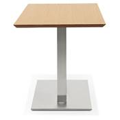 Table à diner / de salle à manger 'Tvillin Small' bois avec pied central acier brossé - 150 x 70 cm