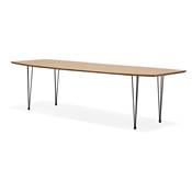 Table / table de réunion extensible 'Rym' plateau bois 4 pieds en métal noir - 170(270) x 100 cm