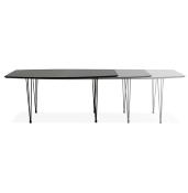 Table / table de réunion extensible 'Rym' plateau bois noir 4 pieds métal noir - 170(270) x 100 cm