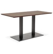 Table salle à manger 'Tvillin Black Small' noyer pied central en fonte noir - 150 x 70 cm