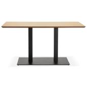 Table salle à manger 'Tvillin Black Small' bois pied central en fonte noir - 150 x 70 cm