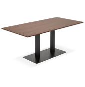 Table de salle à manger 'Tvillin Black' noyer pied central en fonte noir - 180 x 90 cm