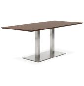 Table de salle à manger 'Tvillin' plateau noyer pied central en acier brossé - 180 x 90 cm