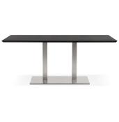 Table de salle à manger 'Tvillin' noire en bois pied central acier brossé - 180 x 90 cm