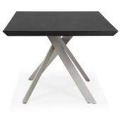 Table de salle à manger design 'Tepee Wood' plateau bois noir pieds en acier brossé - 200 x 100 cm
