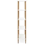 Etagère bibliothèque scandinave 'TOWER' tablettes en bois blanc structure et pieds en bois naturel