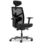 Fauteuil de bureau design à roulettes dossier haut 'HIGHER' tissu et tissu maillé noir pieds métal