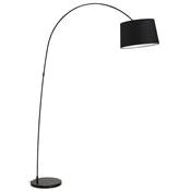 Lampadaire arqué design 'Sigill' abat-jour en tissu noir structure et socle en métal noir