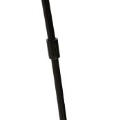 Lampadaire arqué design 'Sigill' abat-jour en tissu noir structure et socle en métal noir
