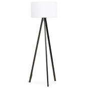 Lampadaire trépied scandinave 'Stätiv' abat-jour en tissu blanc 3 pieds en métal noir
