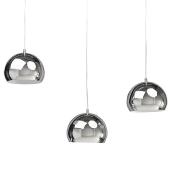 Suspension design 'Klokker' 3 abats-jour en métal chromé