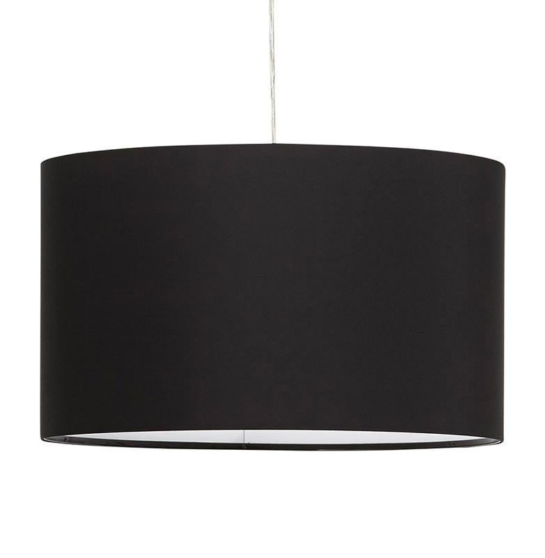 Suspension design cylindrique 'Lyster' en tissu noir réglable en hauteur