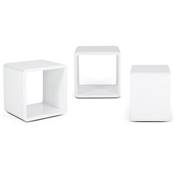Cube de rangement / chevet design 'Kub' empilable en bois laqué blanc
