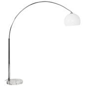 Lampadaire design 'Arc XL' abat-jour blanc structure en mtal chrom socle en marbre