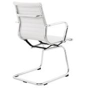 Chaise de Bureau design 'SLAT' blanche avec pieds en métal chromé