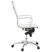 Fauteuil de Bureau design à roulettes et dossier haut 'GREATERS' blanc avec pieds en métal chromé