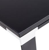 Bureau de direction droit 'Business' en bois noir pieds métal noir et métal chromé – 160 x 80 cm