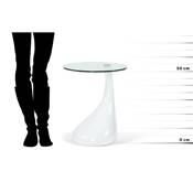 Table basse design d'appoint 'Goutte' en verre blanche pied en fibre de verre - Ø 45 cm