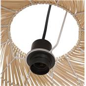 Suspension design demi sphère 'JUNGLE' abat jour en rotin structure métal blanc réglable en hauteur