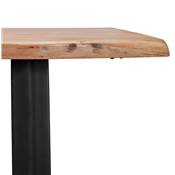 Petite table à diner / bureau rectangulaire de style industriel 'SMALL BARNE' en bois massif pieds en métal noir - 160 x 90 cm