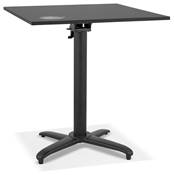 Table carrée pliante industriel 'BARRA' en bois noir pied central en métal noir – 68 x 68 cm