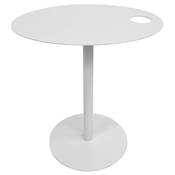 Table d'appoint guéridon design ovale 'DRINK' tablette et pied central en métal blanc - 42 x 31 cm