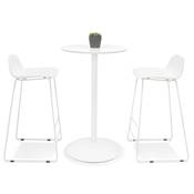 Table de bar haute ronde 'CONTY' en bois blanc avec pied central en métal blanc – Ø 60 cm