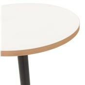 Table de bar Mange-debout design 'RULLA' en bois blanc avec pied central en métal noir - Ø 60 cm