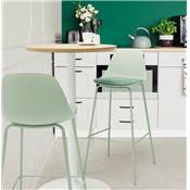 Table de bar haute ronde 'CONTY' en bois naturel avec pied central en métal blanc – Ø 60 cm