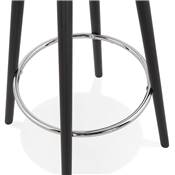 Table de bar haute design ronde 'BLACK ASTER' en bois noir avec 4 pieds en bois noir et métal chromé