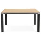 Table de réunion / bureau bench design 'BIG AFER' en bois pieds métal noir et chromé - 140 x 140 cm