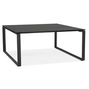 Table de réunion / bureau bench design 'LITTLE MEET' noir en bois pieds métal noir - 140 x 140 cm