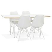Table / table de réunion extensible 'RYM' blanche 4 pieds métal blanc - 170(270) x 100 cm