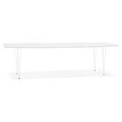 Grande table à diner / réunion extensible 'RYM' blanche 4 pieds métal blanc - 170(270) x 100 cm