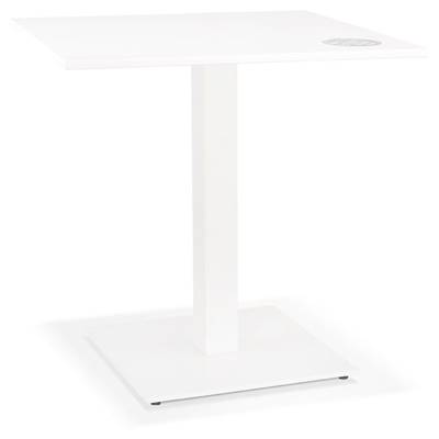 Petite table industriel intérieur / extérieur carrée 'BATTUTO' blanche pieds blanc – 68 x 68 cm