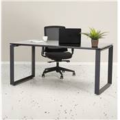 Table de réunion / bureau bench design 'LITTLE MEET' en bois pieds métal noir - 140 x 140 cm
